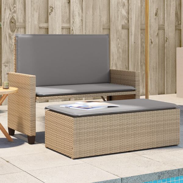 vidaXL Banc de jardin et coussins et repose-pied beige résine tressée