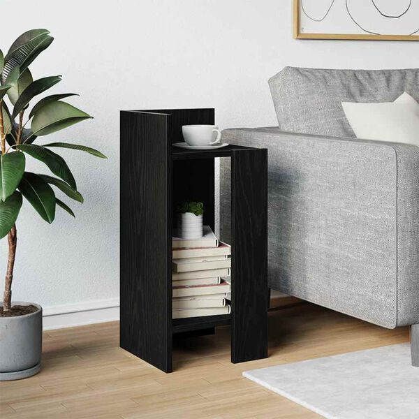 vidaXL Table d'appoint avec étagère noir 25,5x27x60 cm