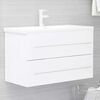 vidaXL Ensemble de meubles de salle de bain 2 pcs Blanc Agglom&eacute;r&eacute;