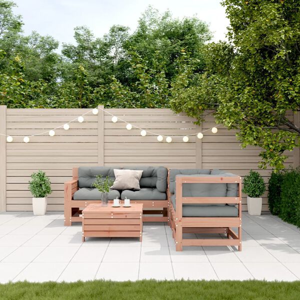 vidaXL Salon de jardin 5 pcs avec coussins bois massif douglas