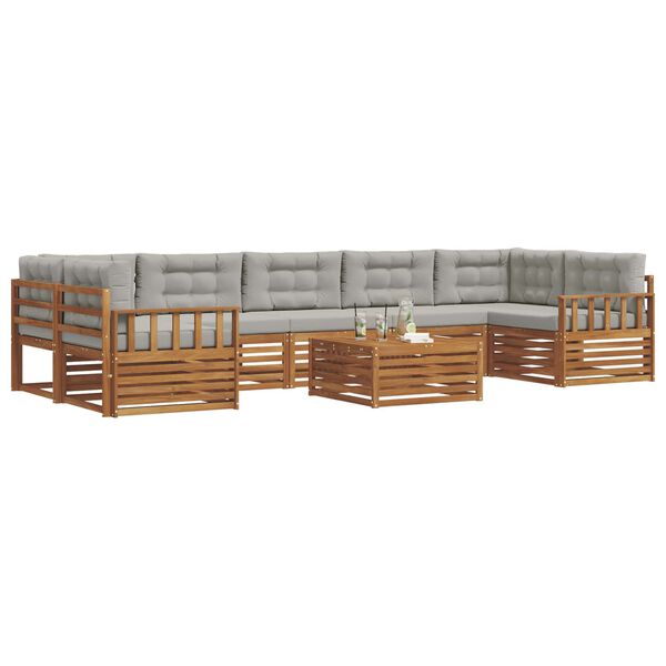 vidaXL Ensemble de canap&eacute;s d'ext&eacute;rieur 8 pcs Gris Naturel et Clair