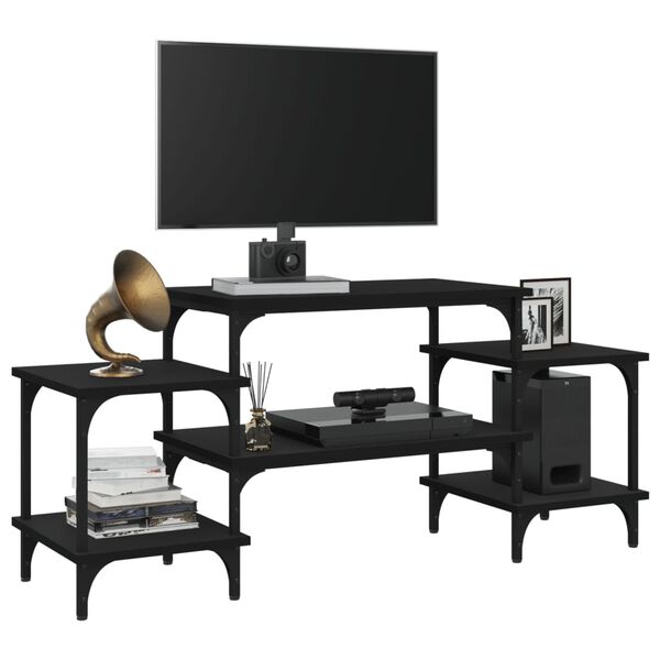 vidaXL Meuble TV noir 117x35x52 cm bois d'ing&eacute;nierie