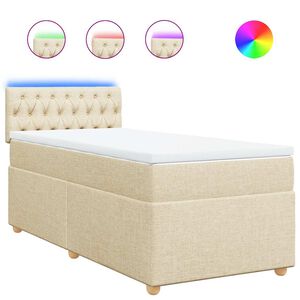vidaXL Sommier &agrave; lattes de lit avec matelas Cr&egrave;me 80x200 cm Tissu