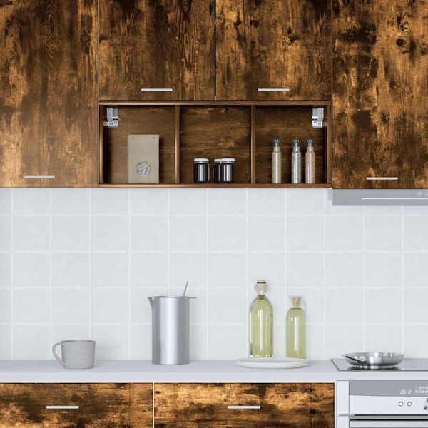 vidaXL Armoire suspendue avec stockage Ch&ecirc;ne fum&eacute; 30 x 29,5 x 80 cm