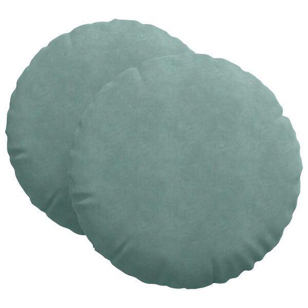 vidaXL Coussins de si&egrave;ge 2 pcs Vert Mer &Oslash; 40 x 13 cm Velours