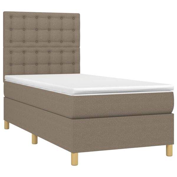 vidaXL Sommier &agrave; lattes de lit et matelas et LED Taupe 80x200cm Tissu
