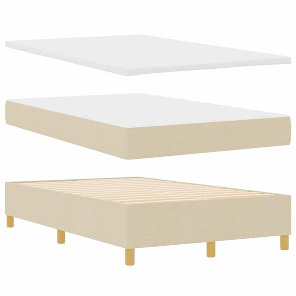 vidaXL Lit &agrave; ressorts avec matelas Cr&egrave;me 120 x 200 cm tissu
