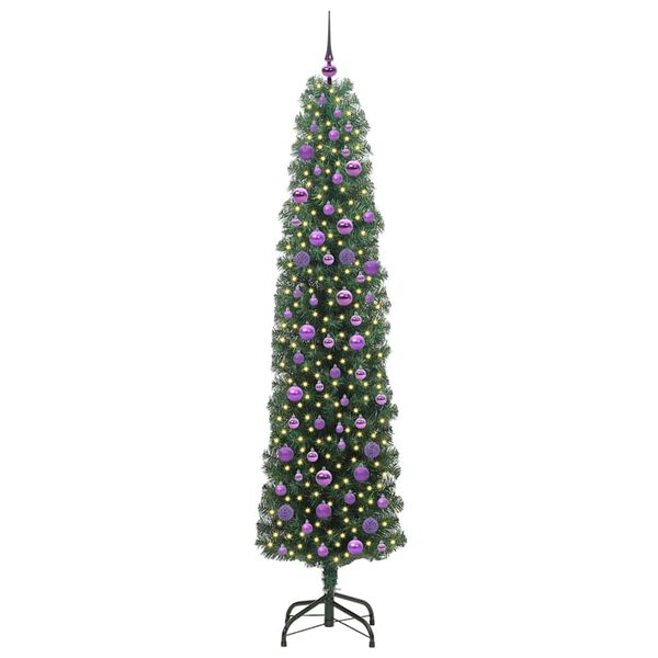 vidaXL Sapin de Noël artificiel Vert 210 cm PVC et acier et plastique