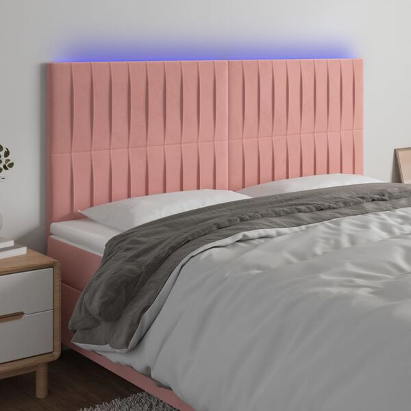 vidaXL T&ecirc;te de lit &agrave; LED Rose 200x5x118/128 cm Velours