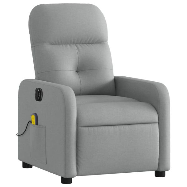 vidaXL Fauteuil de massage inclinable &eacute;lectrique gris clair tissu