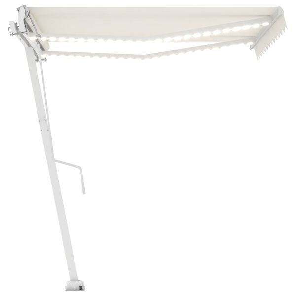 vidaXL Auvent automatique avec capteur de vent et LED 350x250 cm Cr&egrave;me