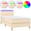 vidaXL Sommier &agrave; lattes de lit avec matelas LED Cr&egrave;me 80x200 cm Tissu