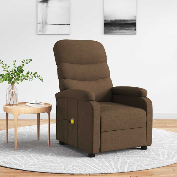 vidaXL Fauteuil de massage Marron Tissu