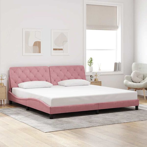vidaXL Cadre de lit sans matelas rose 200x200 cm velours