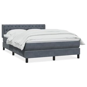 vidaXL Sommier &agrave; lattes de lit et matelas gris fonc&eacute; 160x210cm velours