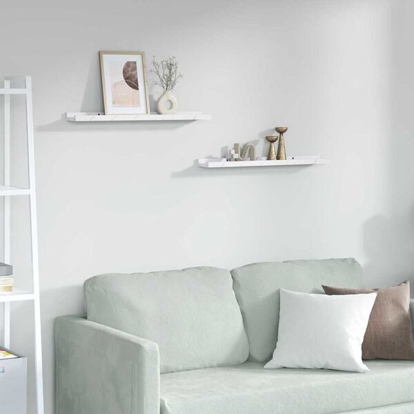 vidaXL &Eacute;tag&egrave;re Murale avec &eacute;tag&egrave;re 2 pcs Marbre blanc 60 x 9 x 3 cm