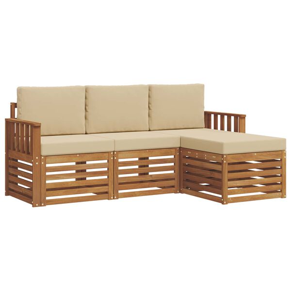 vidaXL Ensemble de canap&eacute;s d'ext&eacute;rieur 4 pcs Naturel et Beige
