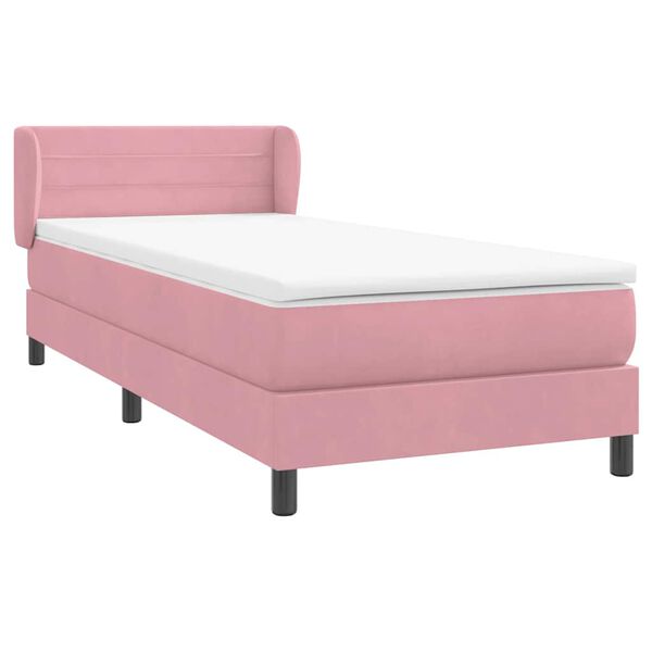vidaXL Sommier &agrave; lattes de lit avec matelas rose 90x210 cm velours