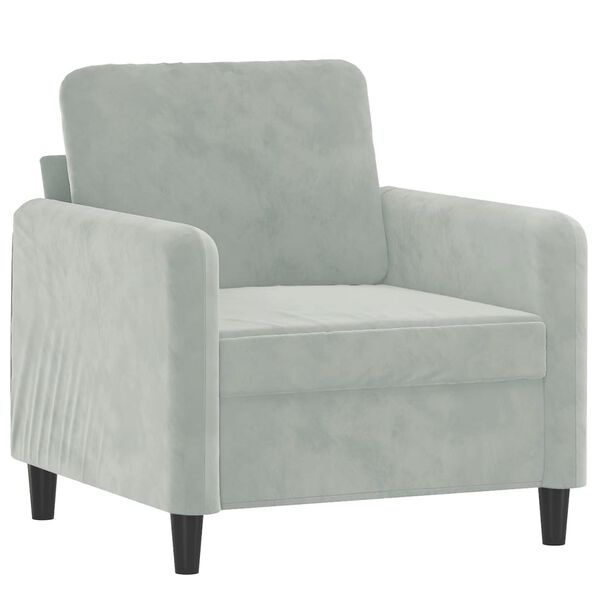 vidaXL Fauteuil avec repose-pied Gris clair 60 cm Velours