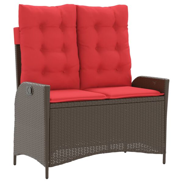 vidaXL Banc inclinable de jardin avec coussins marron r&eacute;sine tress&eacute;e