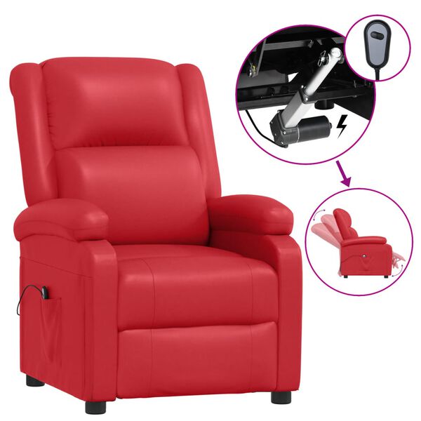 vidaXL Fauteuil inclinable &eacute;lectrique Rouge Similicuir