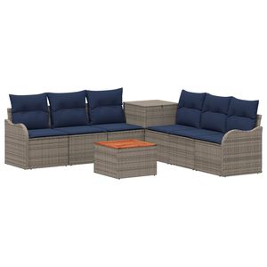 vidaXL Ensemble de Canap&eacute;s 8 pc Gris et bleu marine