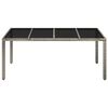 vidaXL Table de jardin dessus en verre Gris 190x90x75cm R&eacute;sine tress&eacute;e