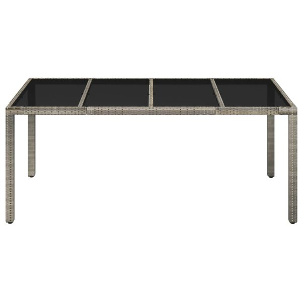 vidaXL Table de jardin dessus en verre Gris 190x90x75cm R&eacute;sine tress&eacute;e