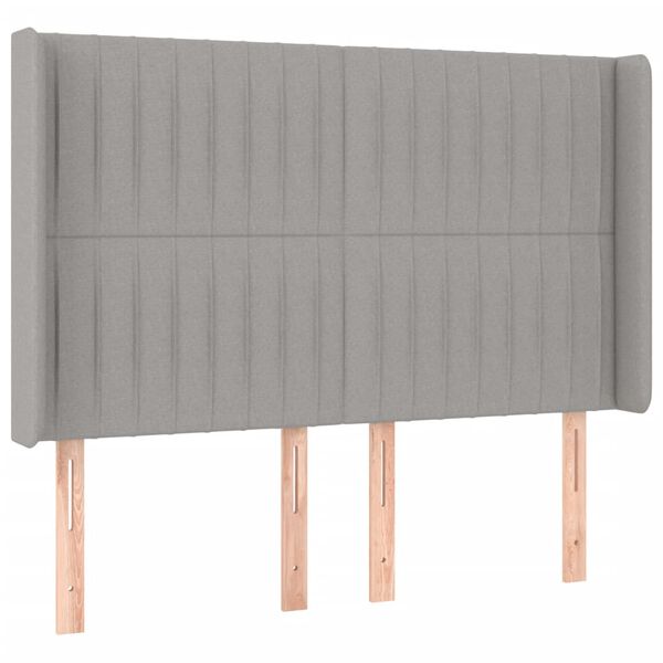 vidaXL T&ecirc;te de lit &agrave; LED Gris clair 147x16x118/128 cm Tissu