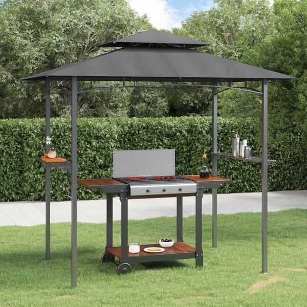 vidaXL Gazebo BBQ et étagères latérales anthracite 240x150x243cm acier