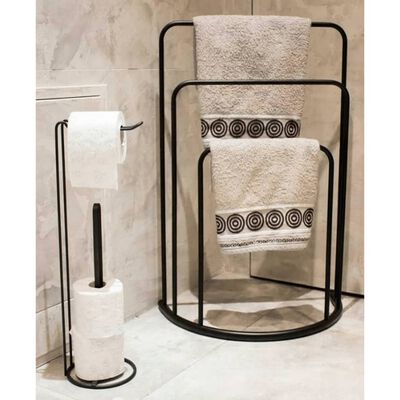 Bathroom Solutions Porte-serviettes debout 49,5x75 cm Métal Noir