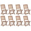 vidaXL Chaises pliables d'ext&eacute;rieur et coussins lot de 8 Bois d'acacia