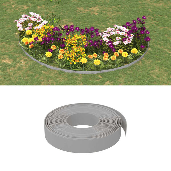 vidaXL Bordures de jardin 3 pcs gris 10 m 10 cm polyéthylène