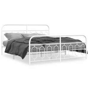 vidaXL Cadre de lit m&eacute;tal sans matelas et pied de lit blanc 193x203 cm