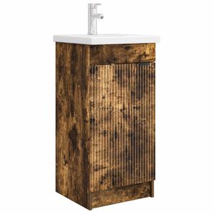 vidaXL Meuble de salle de bain avec &eacute;vier Ch&ecirc;ne fum&eacute; 42 x 40 x 84,5 cm