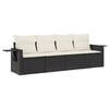 vidaXL Salon de jardin 4 pcs avec coussins noir r&eacute;sine tress&eacute;e