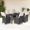vidaXL Ensemble à manger de jardin coussins 7pcs Noir Résine tressée