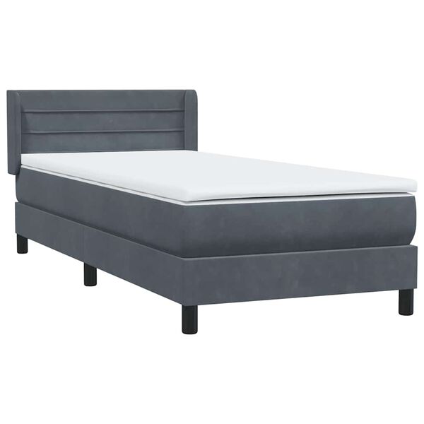 vidaXL Sommier &agrave; lattes de lit et matelas gris fonc&eacute; 80x210 cm velours