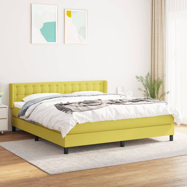 vidaXL Sommier &agrave; lattes de lit avec matelas Vert 160x200 cm Tissu