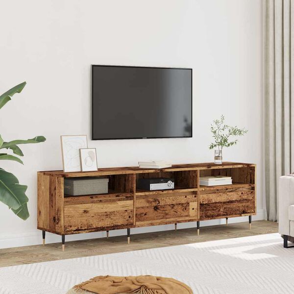 vidaXL Meuble TV vieux bois 150x30x44,5 cm bois d'ing&eacute;nierie