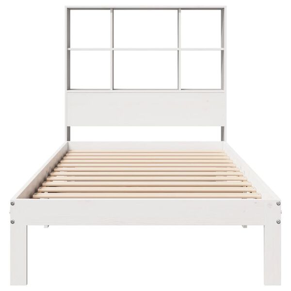 vidaXL Lit biblioth&egrave;que sans matelas blanc 90x200cm bois de pin massif