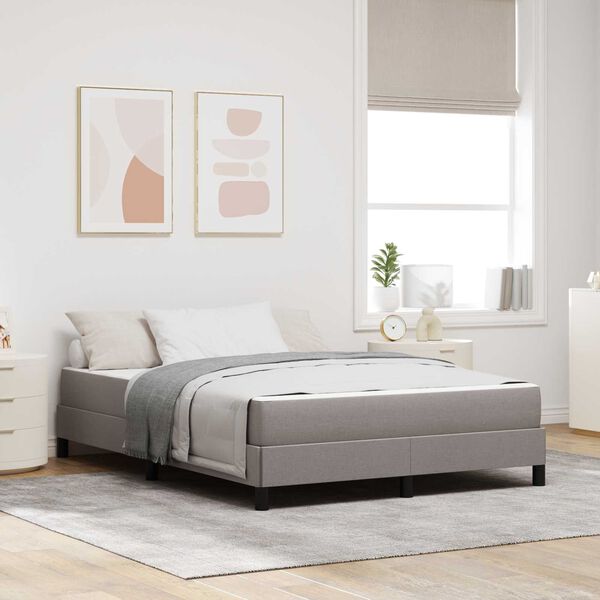 vidaXL Lit &agrave; ressorts avec matelas Taupe 160 x 200 cm tissu