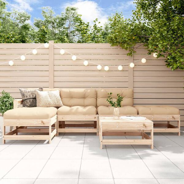 vidaXL Salon de jardin 6 pcs avec coussins bois massif