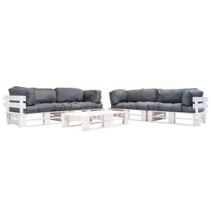 vidaXL Salon de jardin palette 6 pcs avec coussins gris Bois