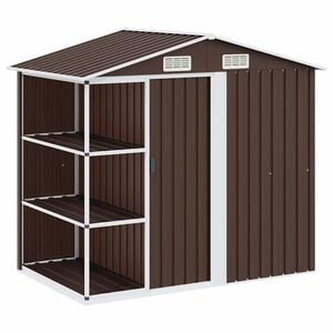 vidaXL Abri de jardin avec &eacute;tag&egrave;re Marron 205x130x183 cm Fer