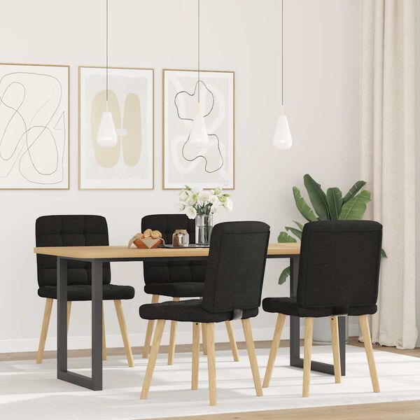 vidaXL Chaises à manger lot de 4 noir tissu