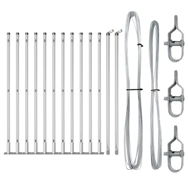 vidaXL Poteaux de clôture 13 pcs Argent Ø32mm 70 cm Acier galvanisé