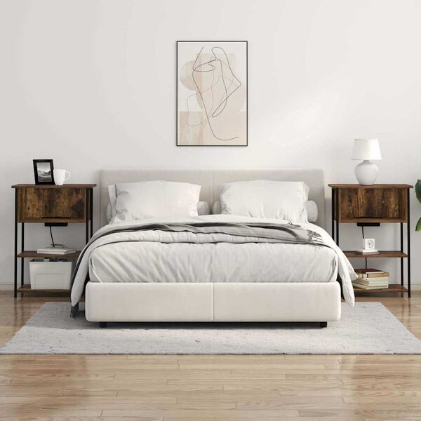 vidaXL Cabinet de chevet Ch&ecirc;ne fum&eacute; 55 x 31 x 76 cm Bois d'ing&eacute;nierie