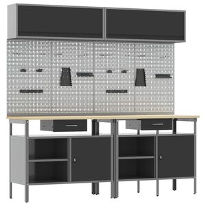 vidaXL Ensemble d'&eacute;tabli 8 pcs Noir et gris Acier enduit de poudre