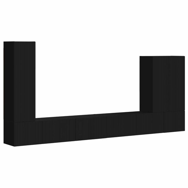vidaXL Ensemble de meuble TV mural Montage mural 6 pcs Noir